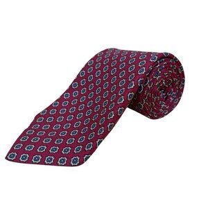 Vintage Brooks Brothers Red & Blue Silk Necktie Star Geometric Pattern USA-Made